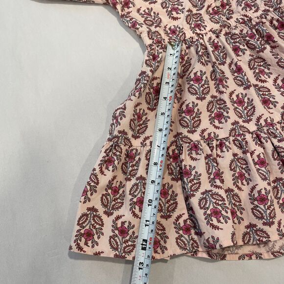 ~ crewcuts Sz 5 Floral Dress J.Crew Tiered Ruffles Pink Blue Button Front Crew - Picture 11 of 12